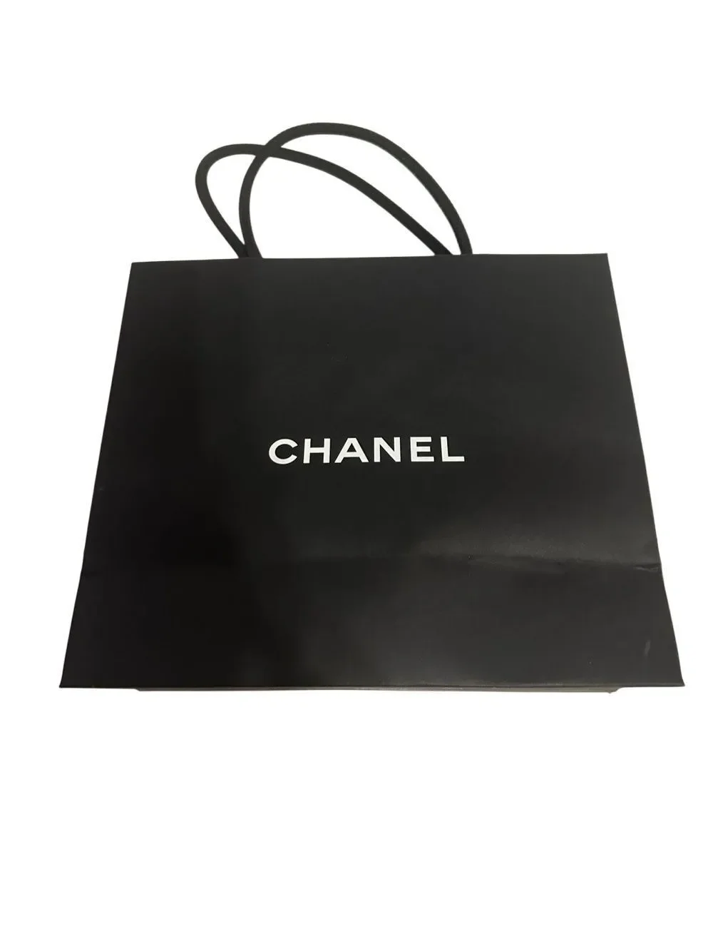 CHANEL Black and White Logo Shopping Bag